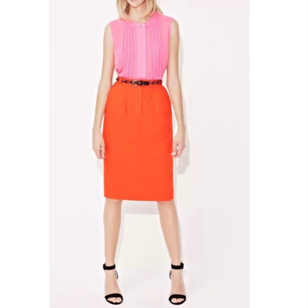 French Connection LAGUNA LINEN PENCIL SKIRT-HAVANA RED NWT